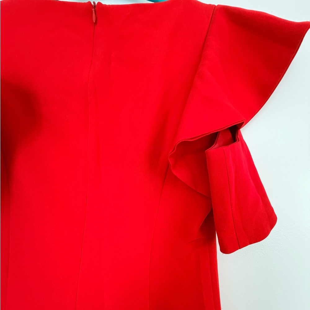 Bold Red Cold-Shoulder Ruffle Mini - image 4